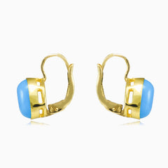 Simple turquoise gold earrings
