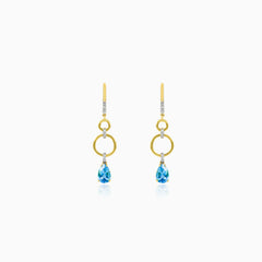 Boucles d’oreilles pendantes avec topaze en forme de poire