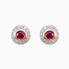 Clous d’oreilles en or avec rubis et diamants