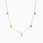 Collar colgante mosaico de plata