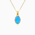 Schlichter blauer Opal-Goldanhänger