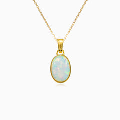 Simple white opal gold pendant