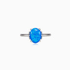 Bague couronne avec opale bleue