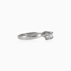 Twisted white solitaire ring