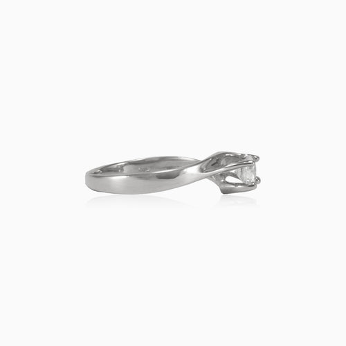 Twisted white solitaire ring