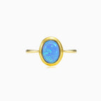 Bague classique en opale bleue