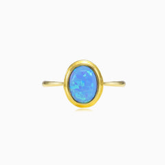 Bague classique en opale bleue