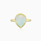 Bague large en or avec opale poire