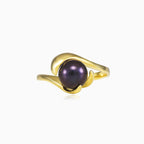 Anillo único con perla negra