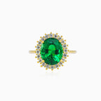 Bague royale en or avec quartz vert ovale