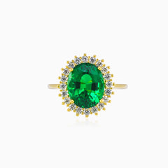 Bague royale en or avec quartz vert ovale