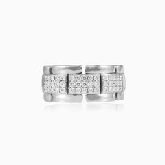 Bague homme en or blanc avec diamant en maillons