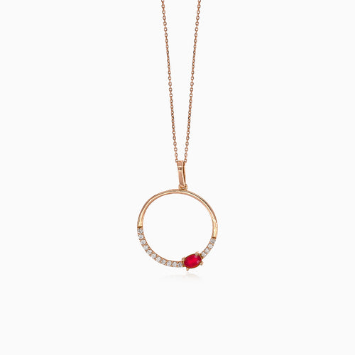 Collier en or rose avec pierres précieuses