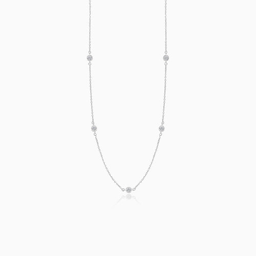 Náhrdelník z bílého zlata s diamantem, kulatý brus