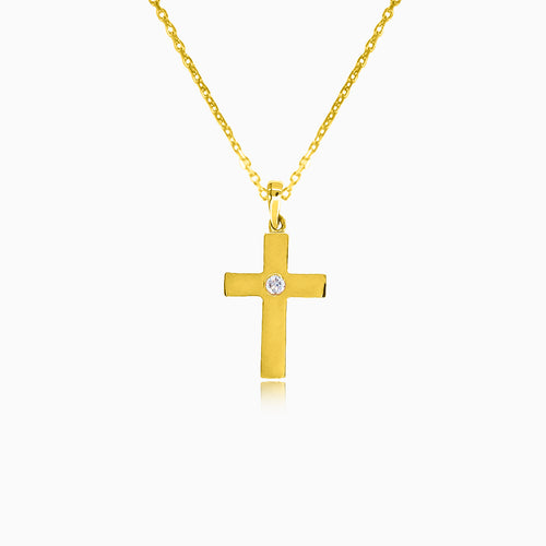 Yellow gold diamond cross pendant