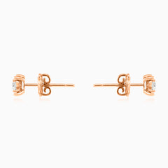 Elegantní náušnice z růžového zlata s diamanty v kulatém brusu