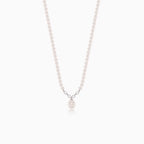 Elegante Halskette mit Diamant und weißer Perle