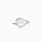 Unique pearl white gold women ring