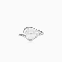 Unique pearl white gold women ring