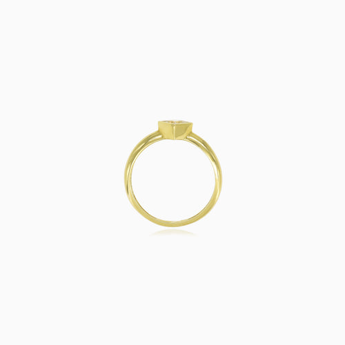 Bague en or jaune avec zircon cubique en forme de losange