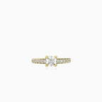 Yellow gold princess-cut zircon ring with round zircons