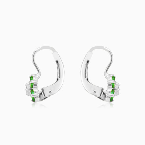 Květinové náušnice se smaragdovým akcentem