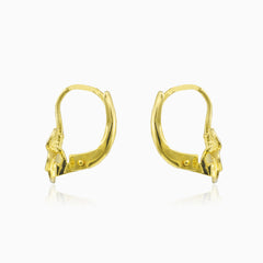 Květinové náušnice ze žlutého zlata