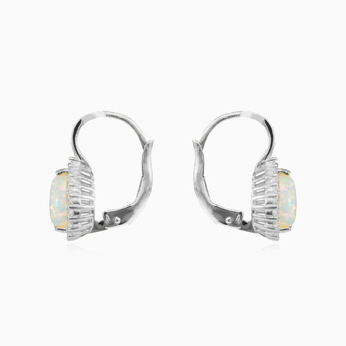 Náušnice s bílým opálem a královskými zirkony