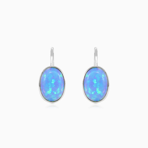 Jednoduché náušnice s modrým opálovým solitérem