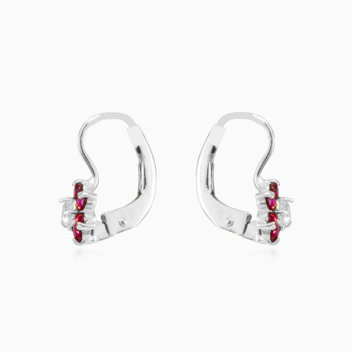 Květinové náušnice s rubínovým akcentem