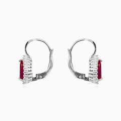Boucles d’oreilles pendantes pour femmes en rubis royal et zircone cubique