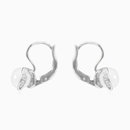 Boucles d'oreilles pendantes pour femme uniques avec perle et zirconium cubique