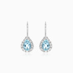 Pendientes colgantes de mujer reales con topacio y circonita cúbica