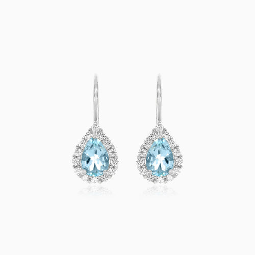 Boucles d’oreilles pendantes pour femme en topaze royale et zircon cubique