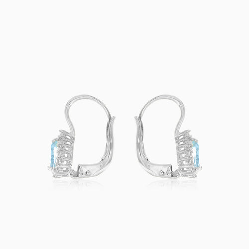 Boucles d’oreilles pendantes pour femme en topaze royale et zircon cubique