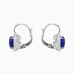 Náušnice s kapkou safíru z bílého zlata