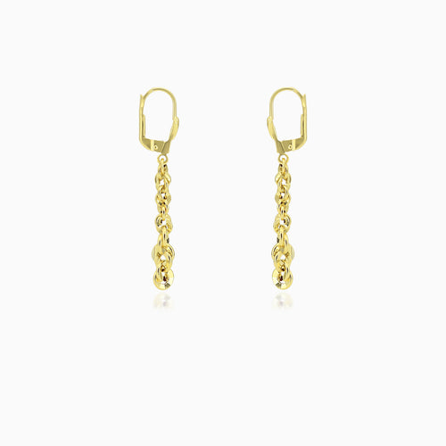 Široké visací náušnice ze žlutého zlata brillo valis