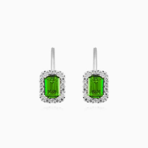 Náušnice se syntetickým smaragdem uprostřed