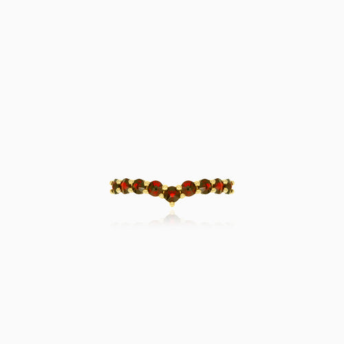 Einfacher V-förmiger Ring mit Granat