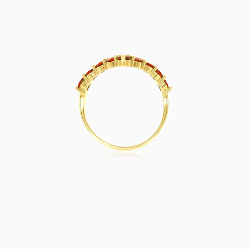 V-förmiger Ring mit rundem Granat