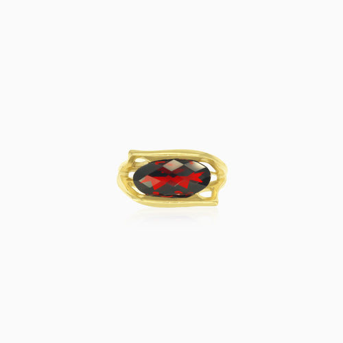 Eleganter Granat-Gelbgold-Ring
