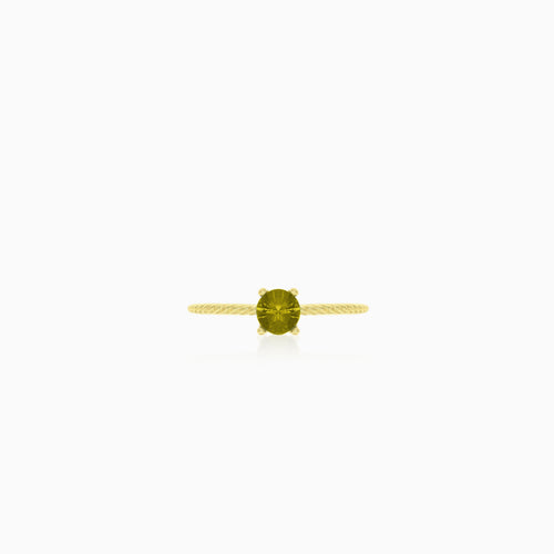 Stylish round cut modavite gold ring
