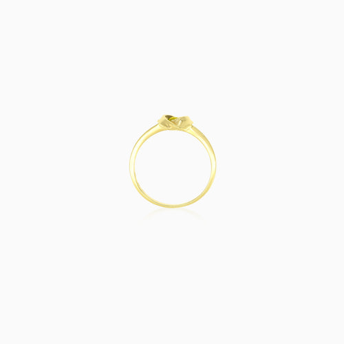 Moldavite round yellow gold women ring