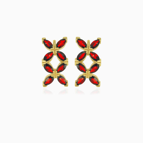 Granátové náušnice ve tvaru kapky s motýly