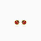 Garnet stud earrings in bezel setting