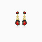 Visací náušnice s kulatým a hruškovým granátem