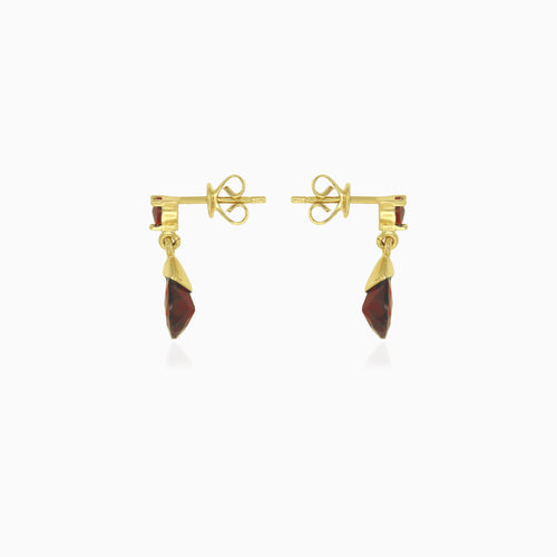 Visací náušnice s kulatým a hruškovým granátem