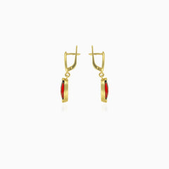 Jednoduché visací náušnice s granátem hruškového brusu