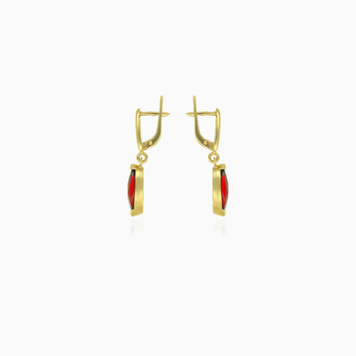 Einfache Granat-Ohrringe mit Birnenschliff und Hänge-Design