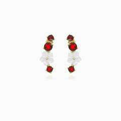 Boucles d’oreilles rondes en grenat et quartz